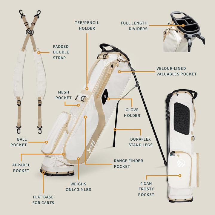 Sunday Golf EL Camino Tasche – Leichte Tasche mit Gurt und Ständer – Einfach zu tragen – Par 3 und S
