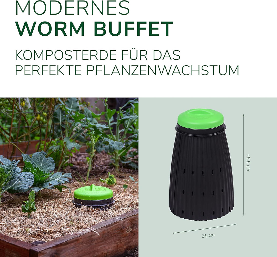 Natursache Wurmkomposter „Worm Buffet“ I Komposter aus recyceltem Plastik I Komposterde schnell und