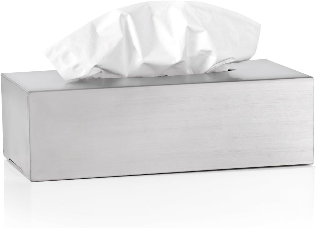 blomus -NEXIO- Kleenexbox aus mattiertem Edelstahl, Kosmetiktuchbox für alle Papiertücher, Papiertuc