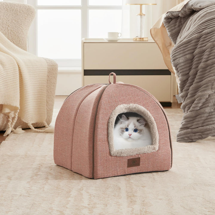 Katzenbett für Indoor-Katzen – Katzenhöhle, Katzenhaus Katzenzelt mit abnehmbarem, waschbarem, gepol