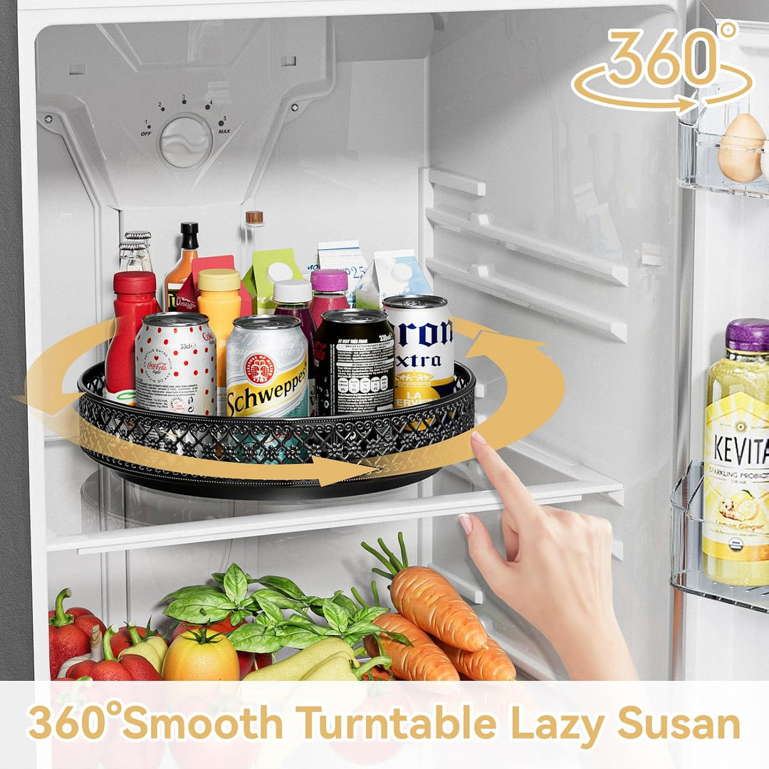 EKNITEY Lazy Susan Drehteller Organizer – 33 cm drehbares Gewürzregal, Metall, Gewürzaufbewahrung fü
