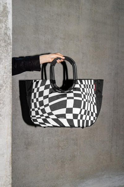 reisenthel loopshopper L frame op-art - Stabile Tasche mit praktischen Fächern aus recycelten PET-Fl