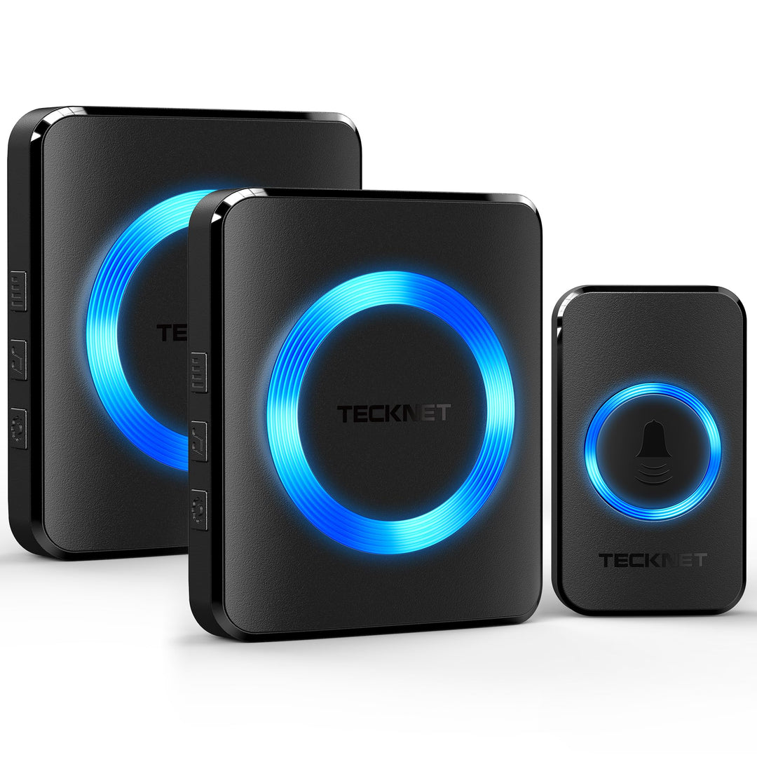 TECKNET Funkklingel, Kabellose Türklingel Funk Set 400m Reichweite, IP65 Aussen Wasserdicht Haustür