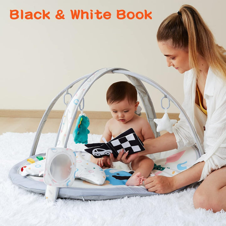 Lupantte Baby Spieldecke,Spielbogen Baby 2 Austauschbaren Bezügen,Spielmatte mit Spielbogen Abnehmba