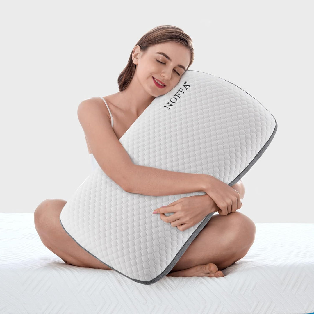 NOFFA Kopfkissen Hart Fest zum Schlafen 11 cm Höhe, Visco Feste Kissen Seitenschläfer Orthopädisch,