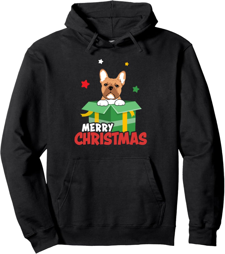 Santa Französische Bulldogge wünscht Frohe Weihnachten Pullover Hoodie