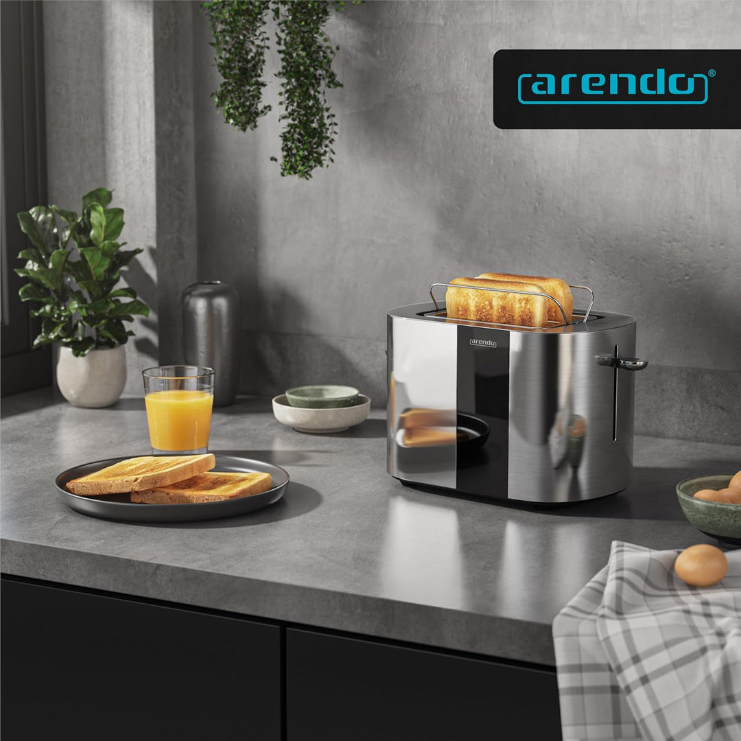 Arendo - Edelstahl Toaster 2 Scheiben - Touchscreen – Doppelwandgehäuse – 800 W – Integrierter Brötc