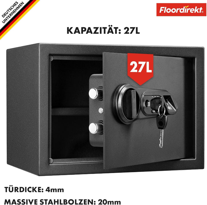 Floordirekt Tresor Catoca 30 x 38 x 30 cm Möbeltresor Safe mit Fingerabdruck Sensor - elektronisches