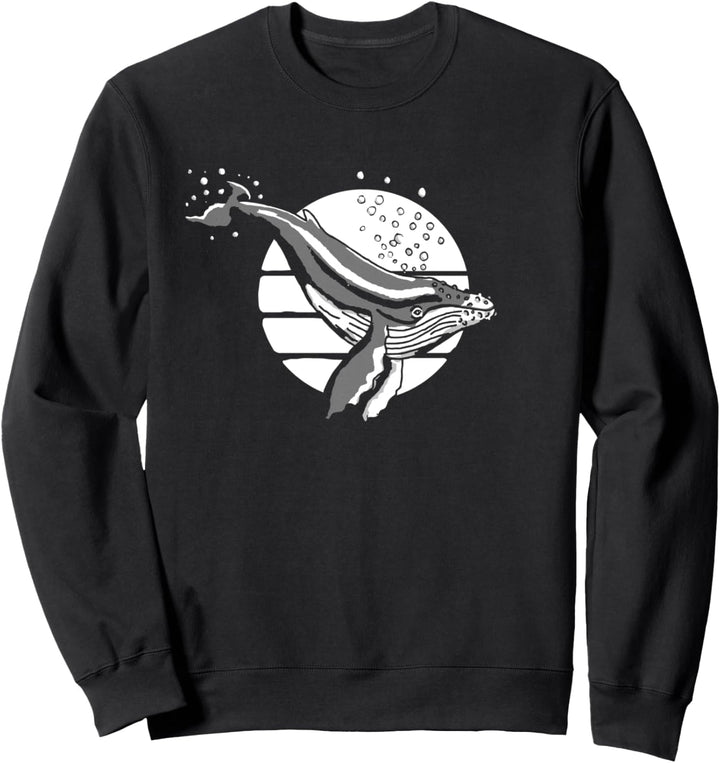 Minimalist Diving Humpback Whale 80's Retro Simple Graphic Sweatshirt