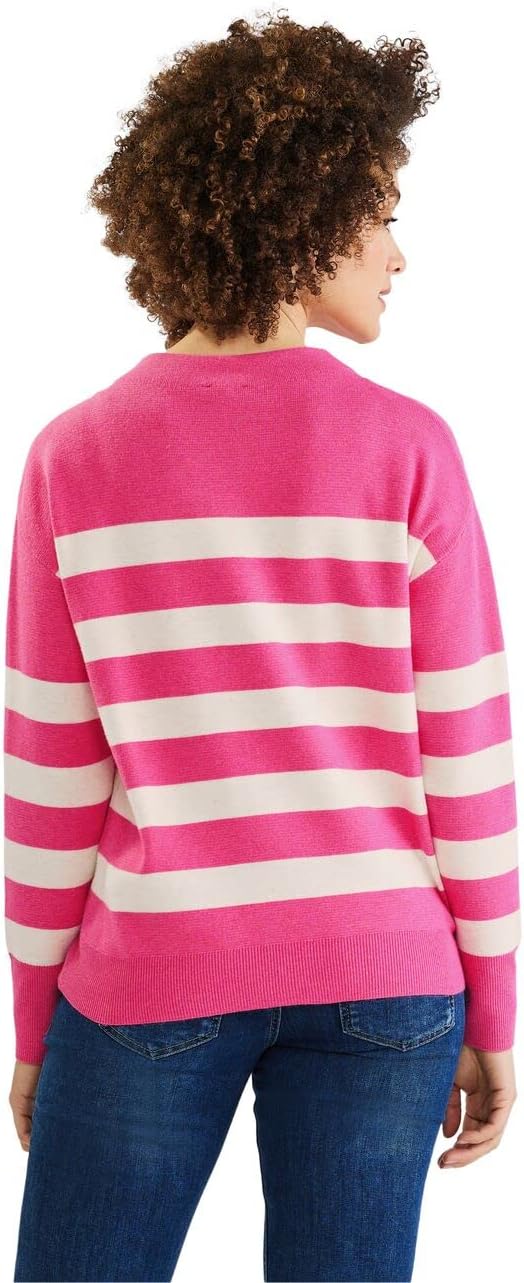 Street One Damen Strickpullover Gestreift 38 Berry Rose Melange, 38 Berry Rose Melange