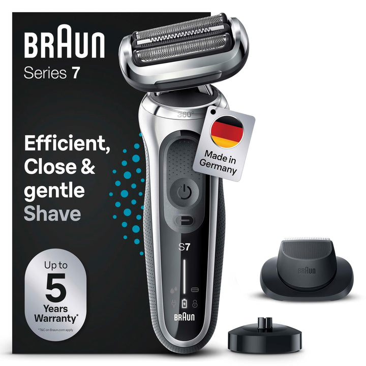 Braun Series 7 Rasierer Herren mit EasyClick Aufsatz, Elektrorasierer &amp; Präzisionstrimmer, 360° Flex