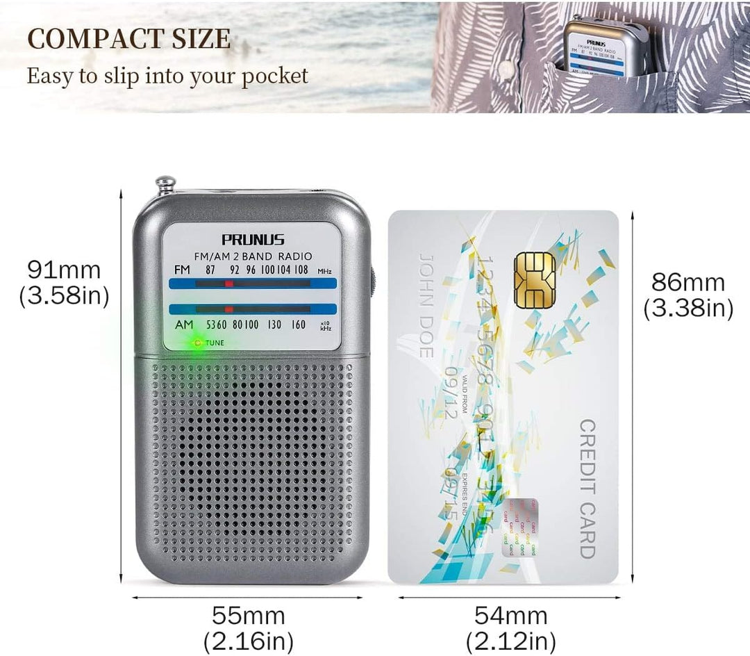 PRUNUS DE333 Mini Radio Batteriebetrieben, AM FM UKW Mittelwellenradio mit Exzellentem Empfang, mit