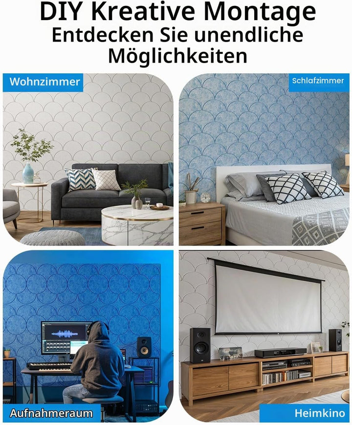 Soundsbay 12 St. Akustikplatten Selbstkleben, Schallschutz Schallabsorber, Akustikpaneele aus Polyes