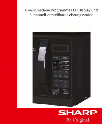 Sharp R642BKW 2-in-1 Mikrowelle mit Grill / 20 L / schwarz