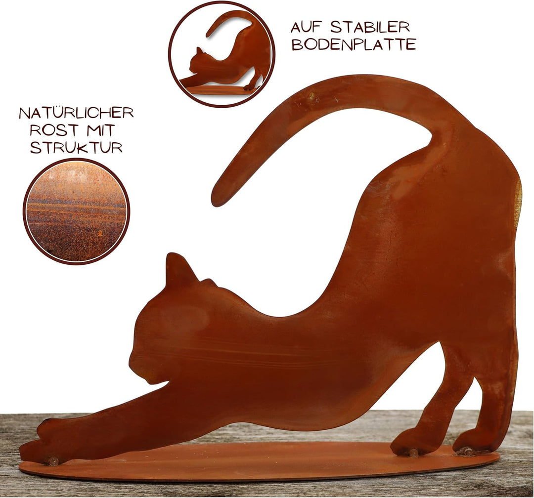 Rostikal Rost Katze Stehend 23 cm - Ausgefallene Katzenfigur, Gartendeko für Draussen Wetterfest, De