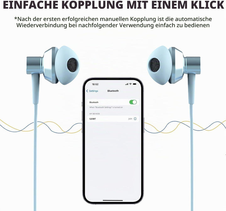 SoundMAGIC S20BT Bluetooth-Kopfhörer mit Nackenbügel, drahtlose Ohrhörer, HiFi-Stereo-In-Ear-Headset