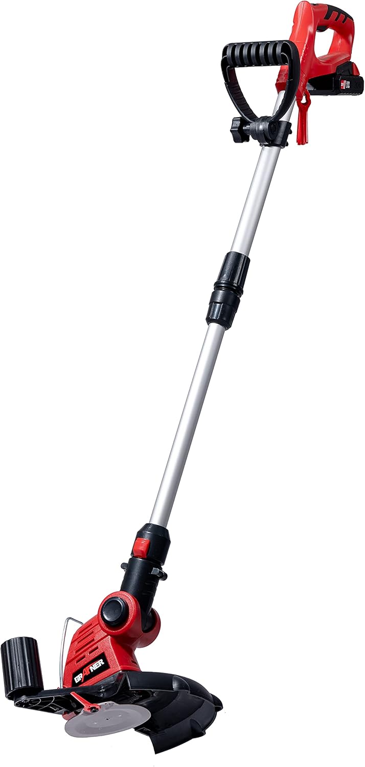 Grafner 2in1 Akku Rasentrimmer mit Kunststoff-Messer, 20V Li-Ion Akku, Schnell-Ladegerät, EDGE-Funkt