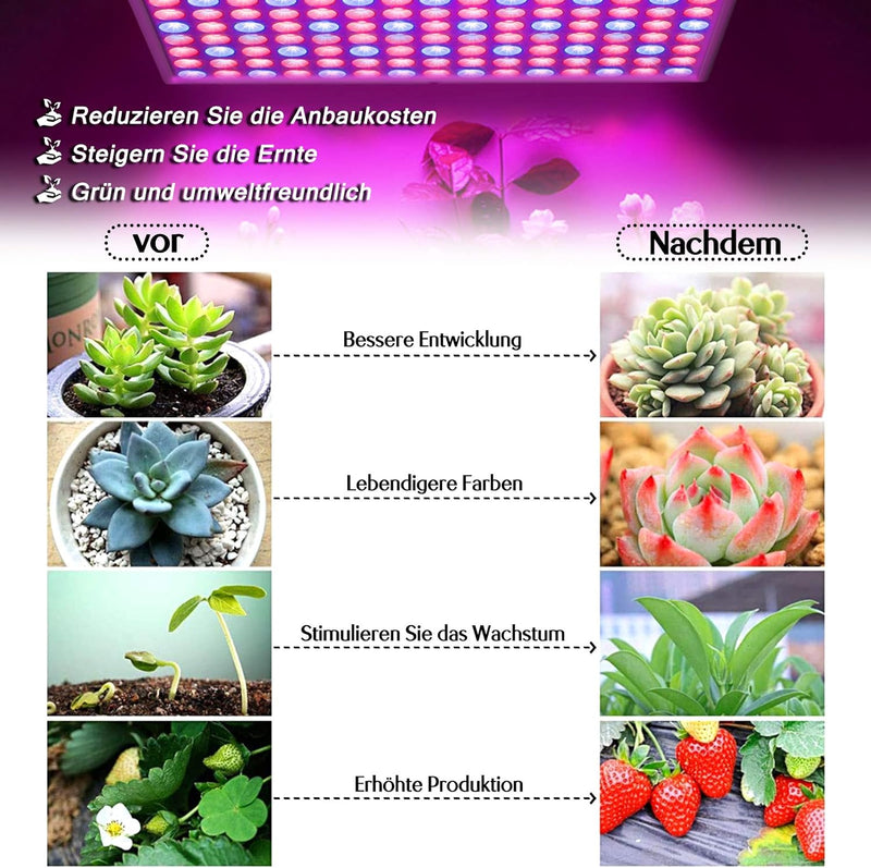 Aufun 45W LED Pflanzenlicht vollspektrum Grow Pflanzenlampe 225 LEDs Rot & Blau LED Pflanzen Wachstu