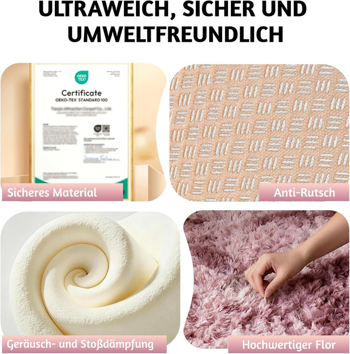 MARATIP Plüsch Teppich,Flauschiger Teppich Rund,grosse Grösse modernes Wohnzimmer,Kinder Mädchen,wei