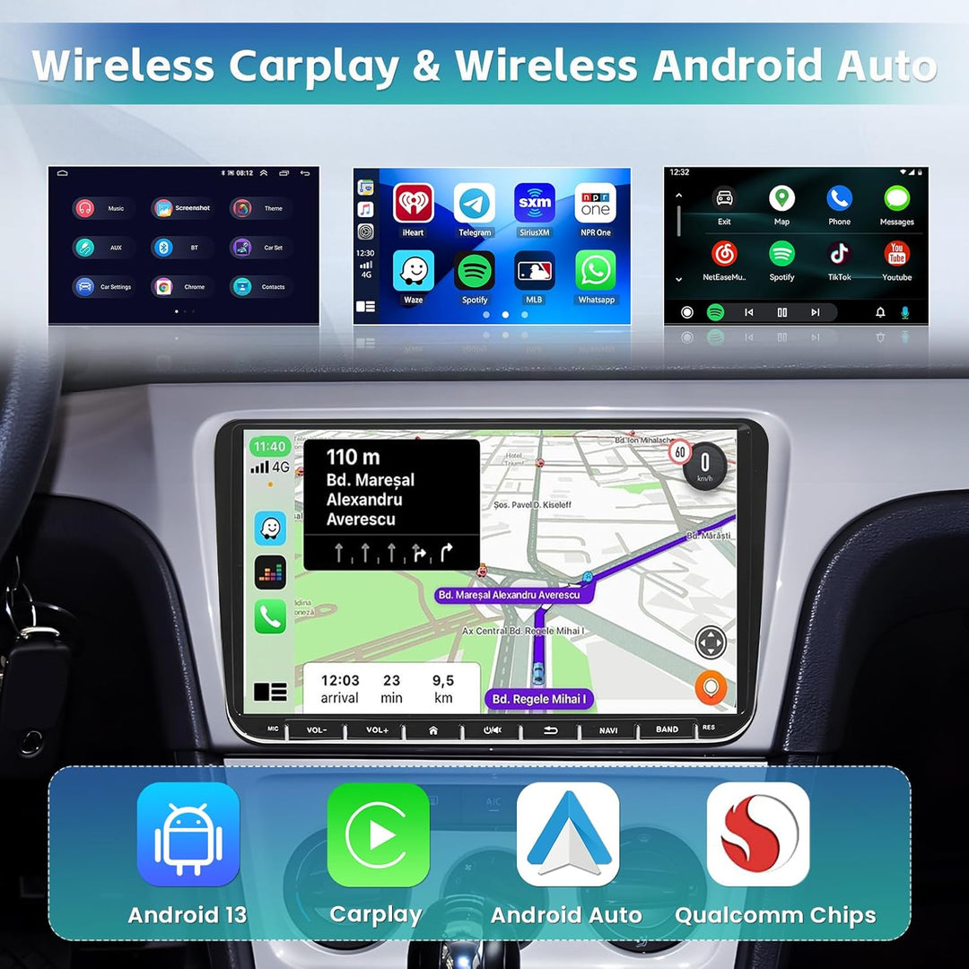 [2+64G] Android 13 Carplay Autoradio für VW Golf 5 Golf 6 Skoda Passat Polo Radio, Wireless Android