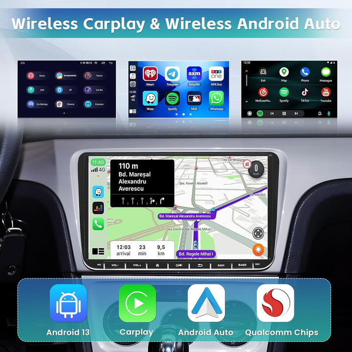 [2+64G] Android 13 Carplay Autoradio für VW Golf 5 Golf 6 Skoda Passat Polo Radio, Wireless Android