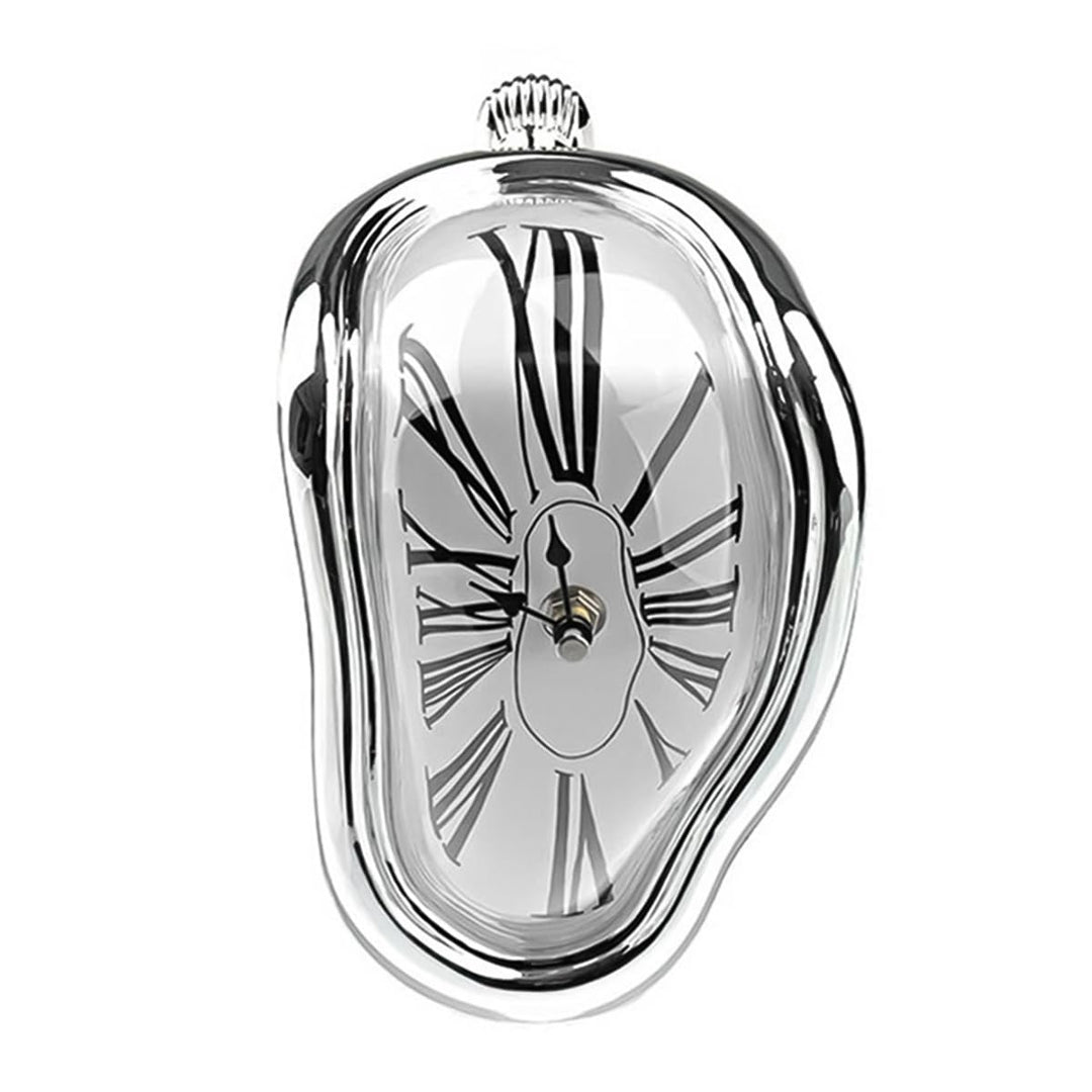 Verzerrte Tischuhr, dekorative Uhr im Salvador-Dali-Stil, geschmolzene Uhr für Büroregal, Schreibtis