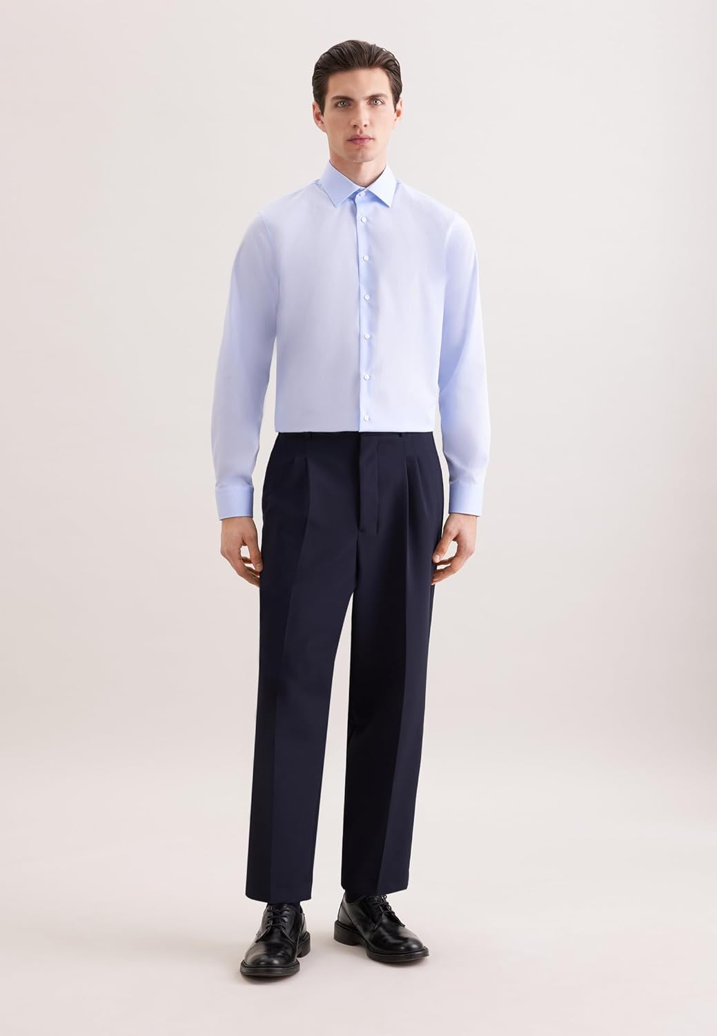 Seidensticker Herren Slim Fit Bügelfrei Business Kent Langarm Businesshemd 36 Blau (Chambray Hellbla
