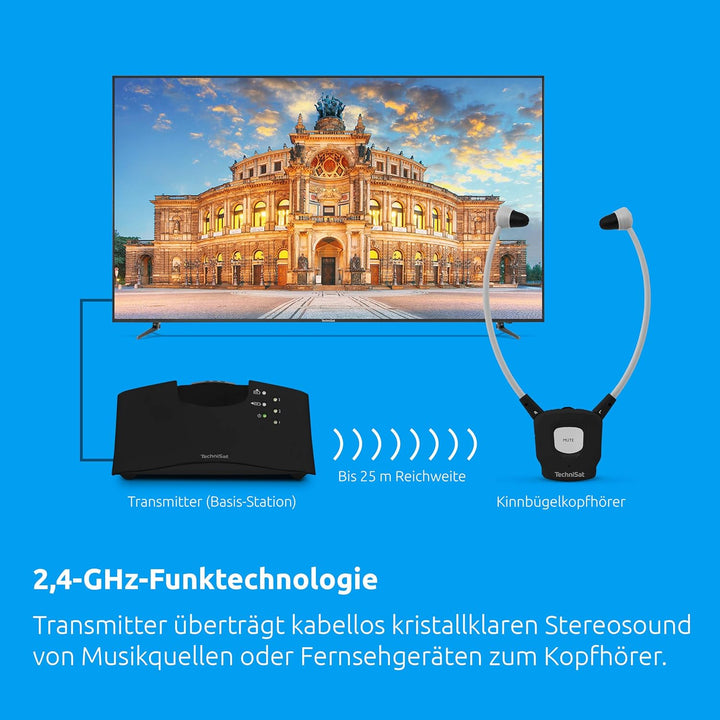 TechniSat STEREOMAN ISI 3 - kabelloser Stereo-Funkkopfhörer für Fernseher und Musikanlagen mit Docki