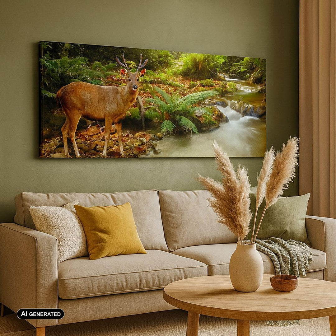 Wandbilder Dekoration Wohnzimmer Herbst berg strom landschaft Panorama Bilder auf Leinwand 120x50cm