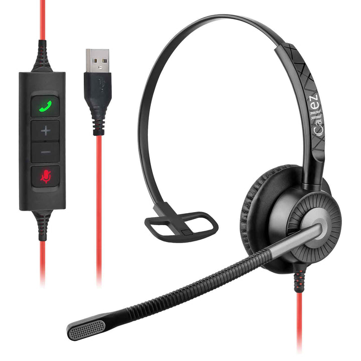 Callez USB Headset mit Mikrofon für PC, Headset Laptop mit ENC Dual Noise Cancelling Mikrofon, USB K