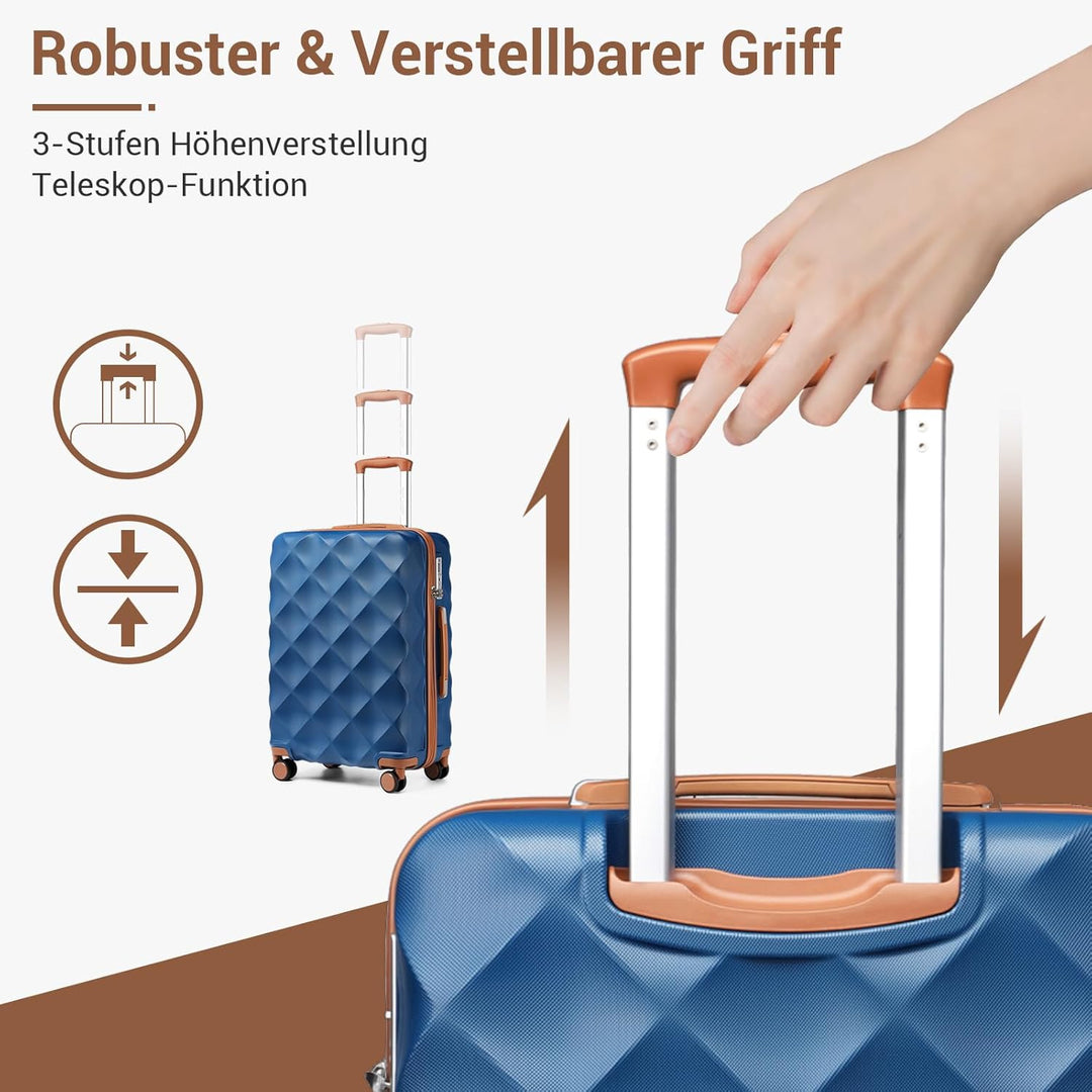 British Traveller Handgepäck Koffer 54x36.5x21.5 cm, Hartschalen Reisekoffer aus ABS+PC mit TSA-Schl