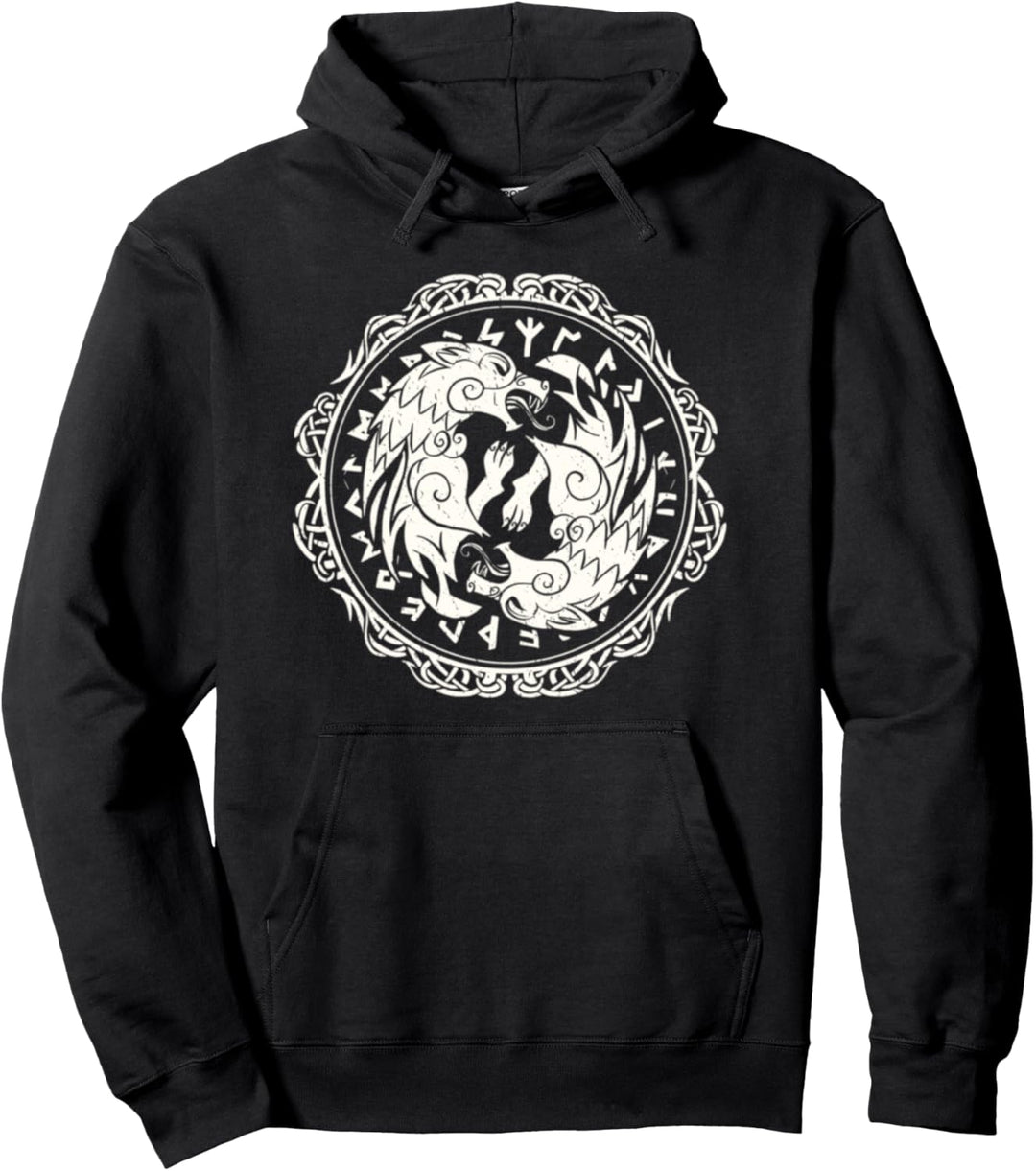Fenrir Wolf Of Odin Norse Runes Viking Northmen Mythologie Pullover Hoodie
