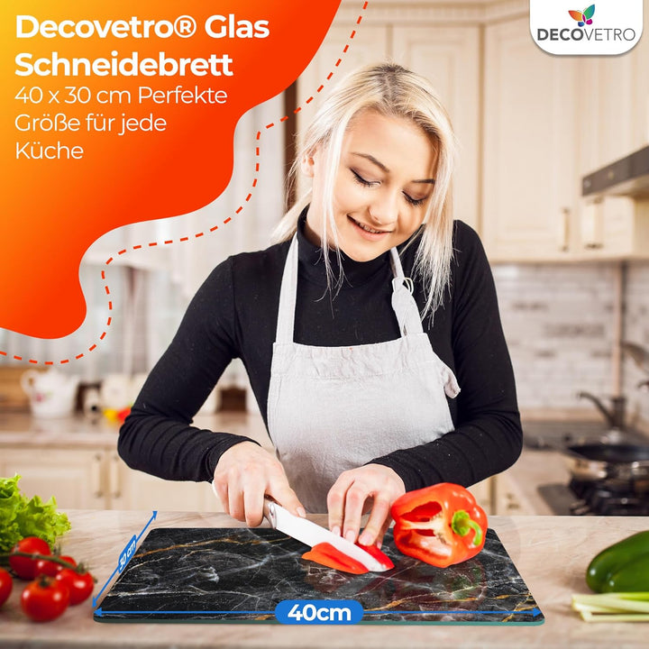 Decovetro® Schneidebrett Glas | 40 x 30 cm | Glass Cutting Board | Hygienisches und robustes Glassch