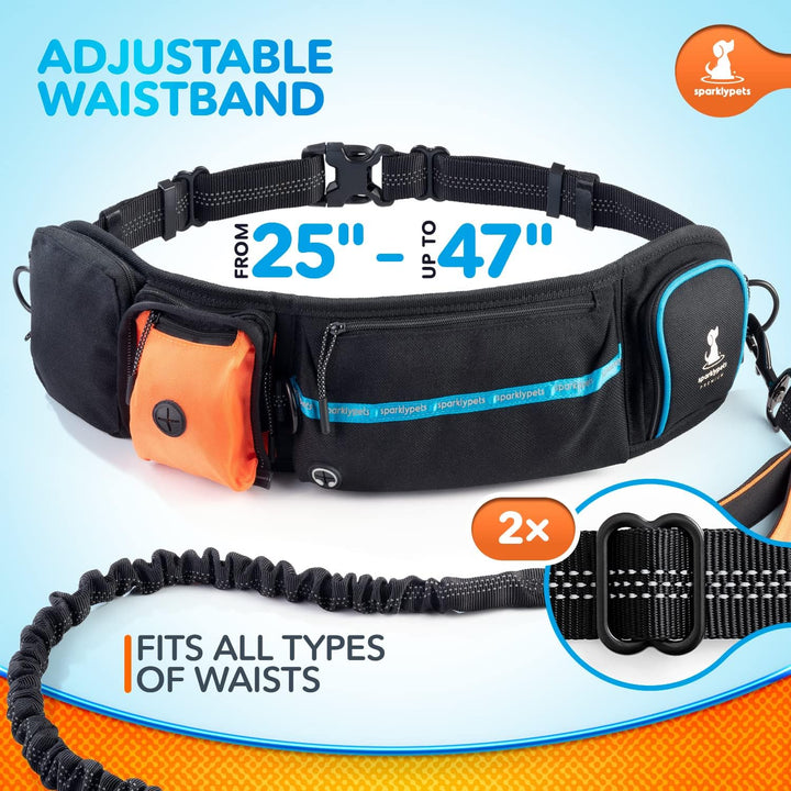 SparklyPets Joggingleine Hunde mit Bauchgurt – Joggingleine Hunde für Freie Hände Mittlere/Grosse Hu