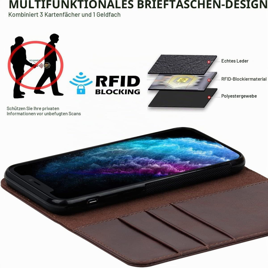 VISOUL iPhone 11 Pro Max Hülle,Stossfeste Handyhülle [Auto Sleep/Wake][100% Leder] TPU Schutzhülle K