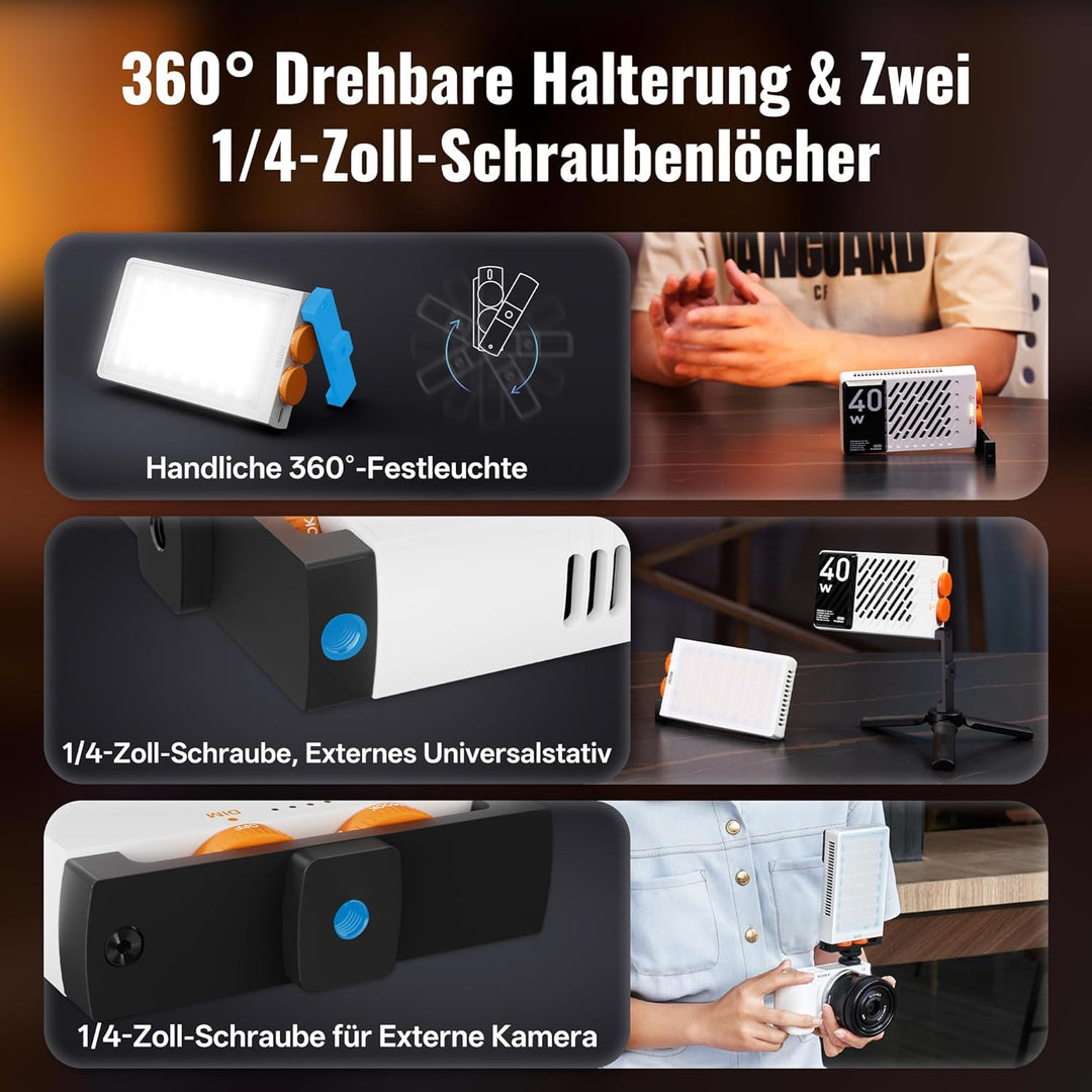 ZHIYUN FIVERAY M40 LED Videoleuchte [Official], 40W Videolicht mit 14000 Lux und 2700-6200K, CRI 96+