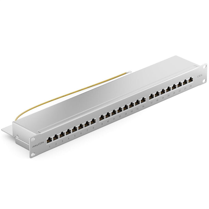 deleyCON CAT 6 Patchpanel Verteilerfeld 24 Port - Desktop 19" Zoll Rackeinbau Servermontage - RJ45 -