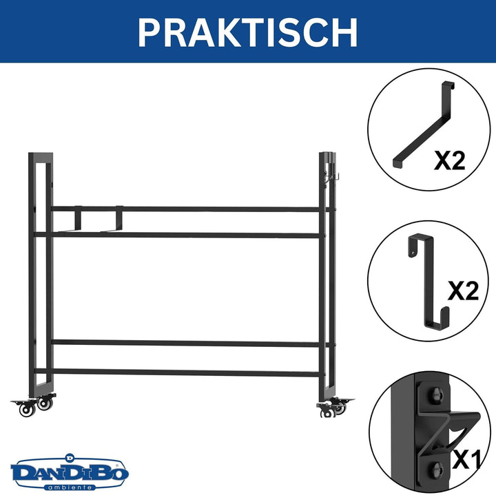 DanDiBo Getränkekistenregal 6 Kisten mit Gitter Haken Rollen Metall Schwarz 96652 Getränkeregal Kist