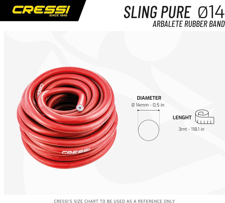 Cressi Unisex-Adult Pure Rubber Band Roll Elastisch für Arbalete, Rot, 14x3000 mm