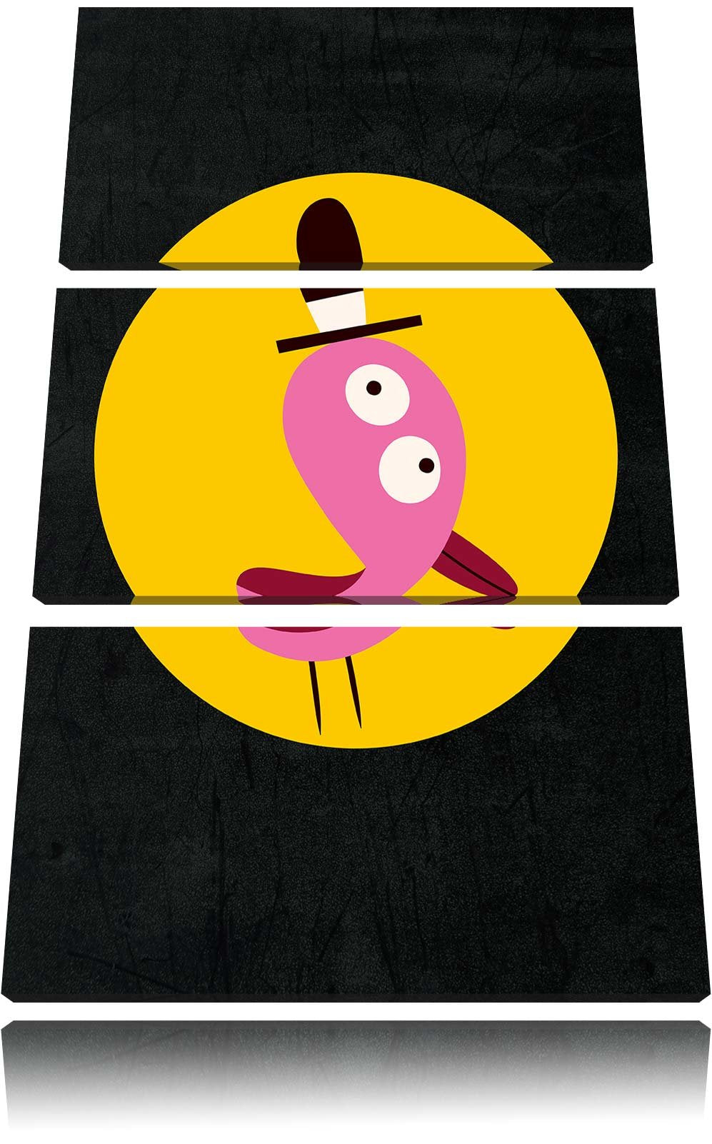Pixxprint Lustiger Vogel mit einfarbigem Hintergrund schwarz 3-Teiler Leinwandbild 120x80 Bild auf L