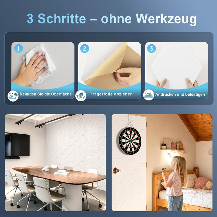 Akustikpaneele Selbstklebend für Wänd - Schallschutz Filz Wandpaneele | Schaumstoff Akustikplatten z