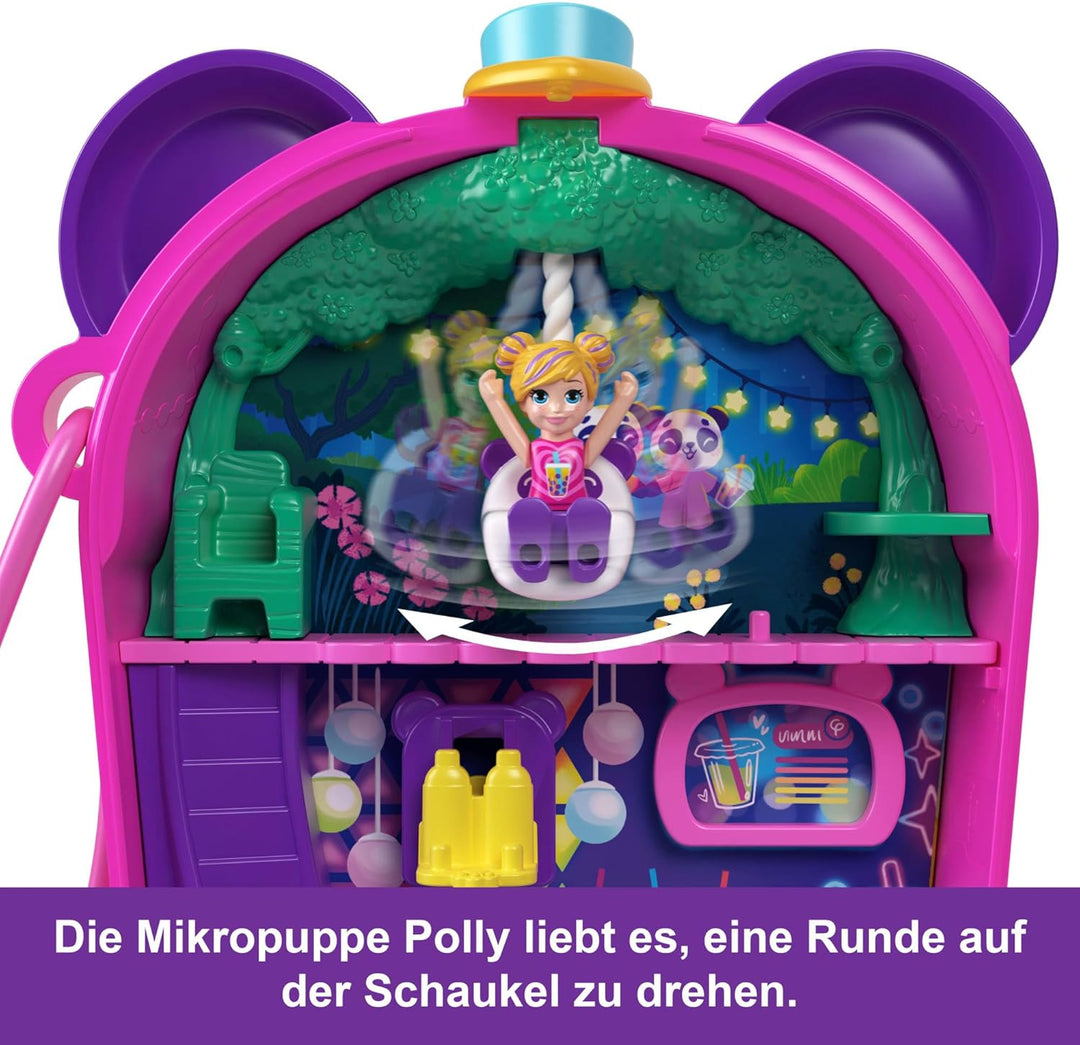 Polly Pocket-Puppen und Spielset, Bubble Tea-Pandaschatulle, tierisches Spielzeug mit 2 kleinen Pupp
