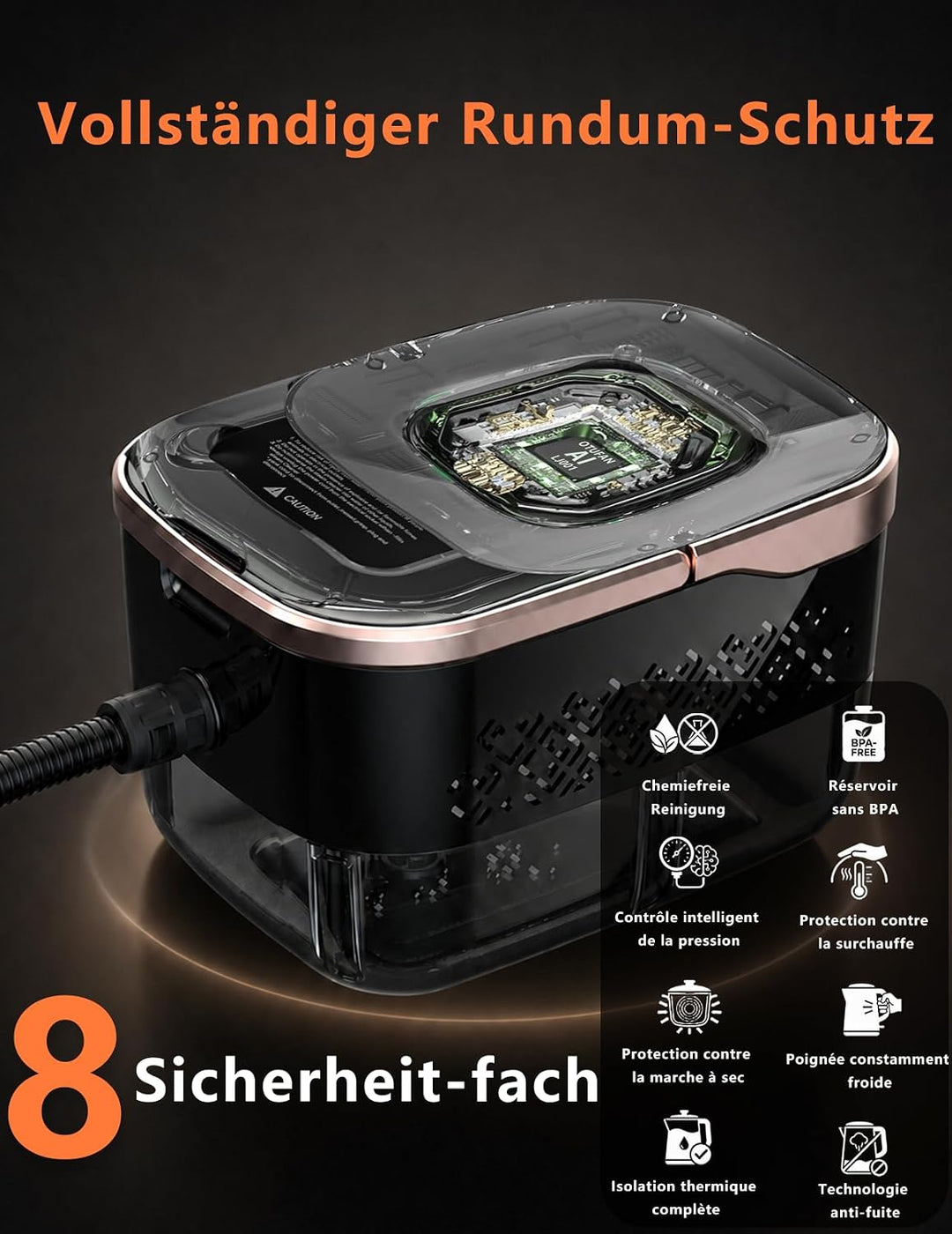 Dampfreiniger Für Alles | 1500W Dampfreiniger Handgerät | 1250ml Steam Cleaner | Handdampfreiniger M