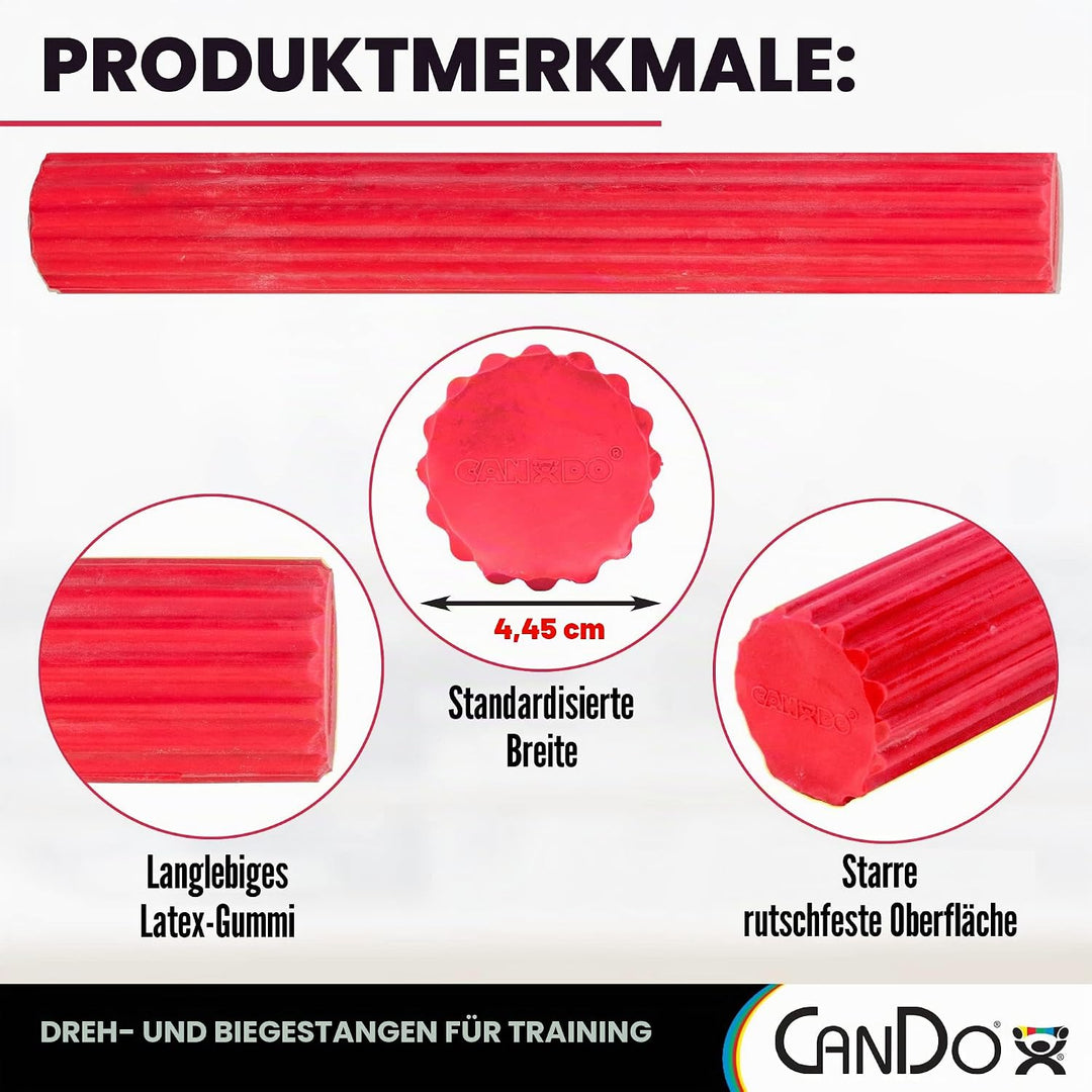 CanDo Hand- und Fingertrainer Twist-n-Bend, Flexibler Übungsstab, Trainingsstab, rot (leicht), 10-15