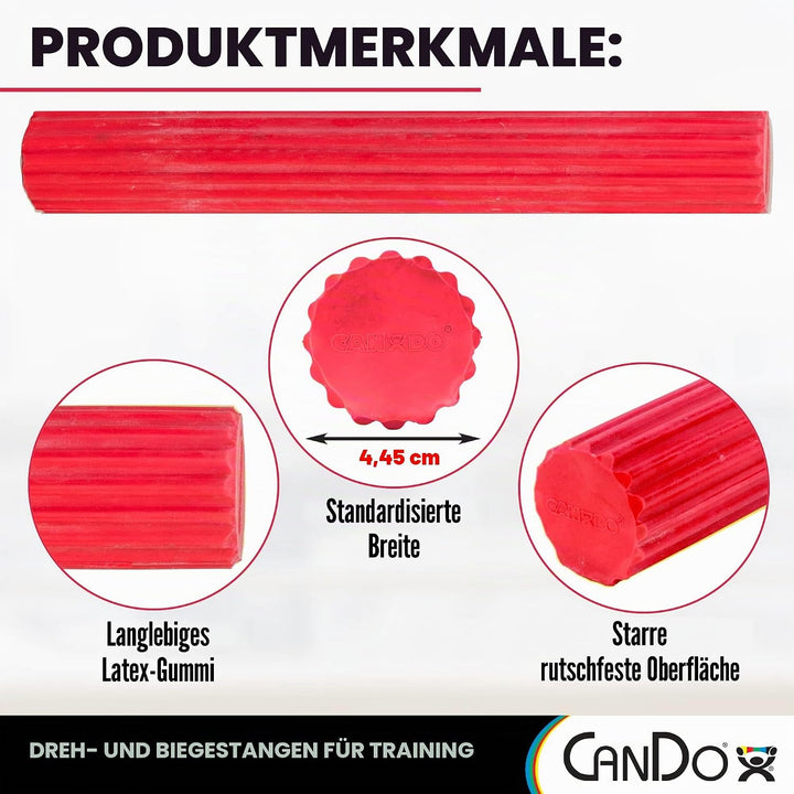 CanDo Hand- und Fingertrainer Twist-n-Bend, Flexibler Übungsstab, Trainingsstab, rot (leicht), 10-15
