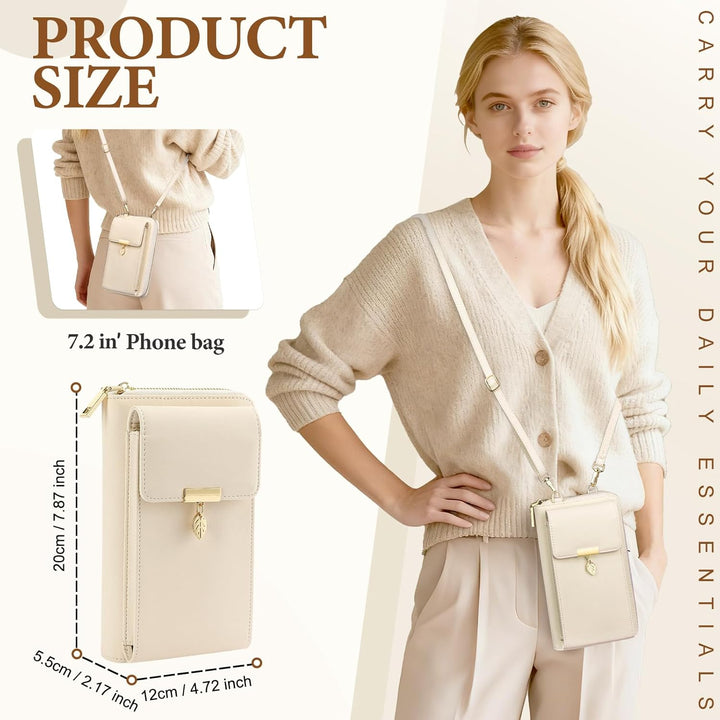 Geldbörse Damen Handytasche zum Umhängen Leder PU Damen Umhängetasche Kleine RFID Schutz Handy Geldb