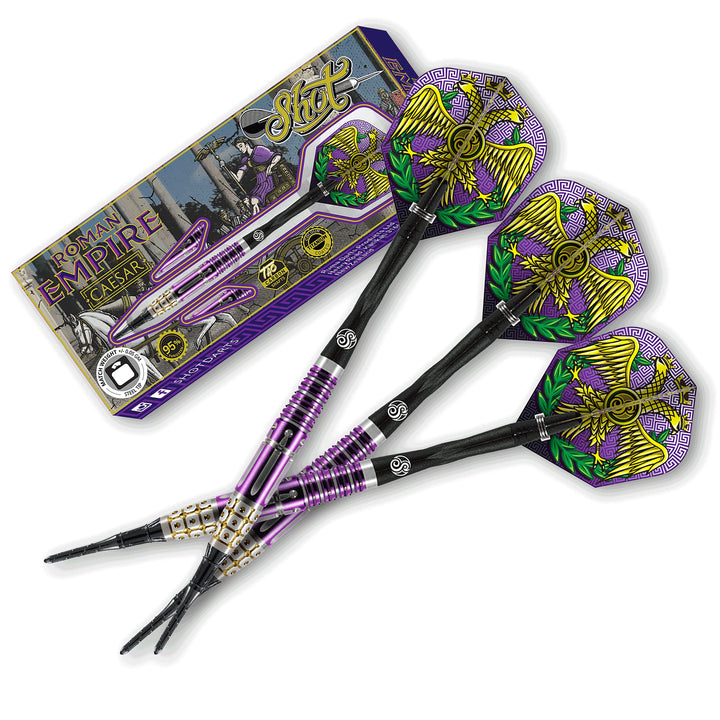Shot! Darts Roman Empire Caesar 95% Tungsten Pro Throwing Darts Soft Tip Set, Professional – Made in