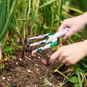 Hortem Gartenwerkzeug-Set mit Blumen-Design, Aluminium, strapazierfähig, mit ergonomischen Design-Gr