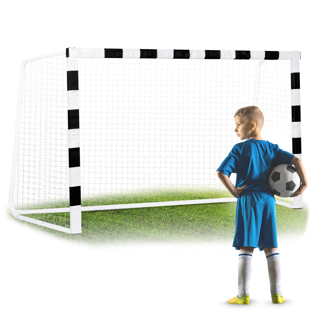 Neo-Sport Fussballtor Fussball Tor für Kinder und Erwachsene Mit Schutzhülle Schwarz Weiss 300x200x1