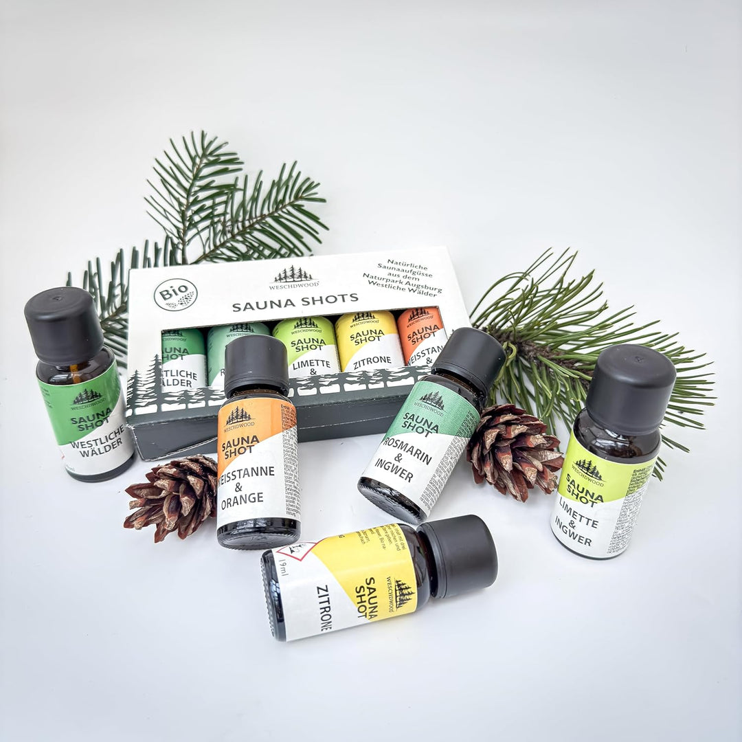 Weschdwood Sauna Shots - 5er Set 19ml Premium Bio Saunaaufguss, perfekt abgestimmt für abwechslungsr